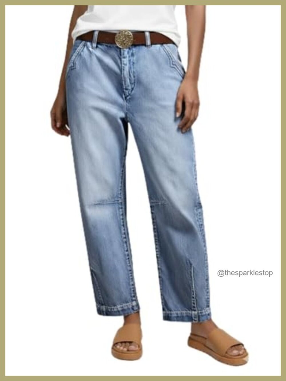 Mid Rise Barrel Straight Leg Jeans Cotton Polyester Spandex Casual